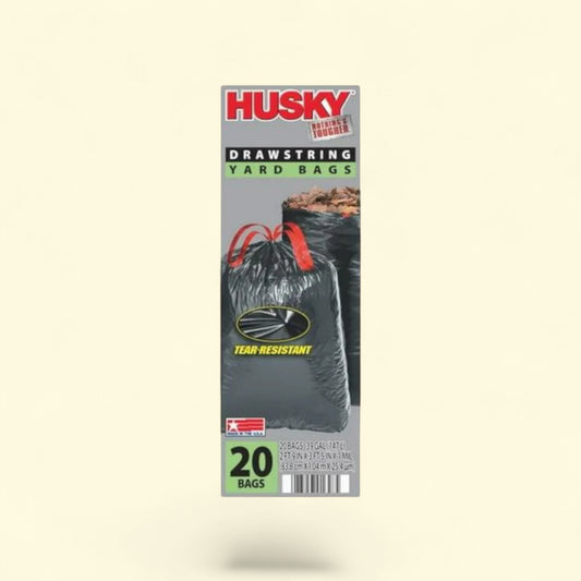 Husky Yard Drawstring Black Bags, 39 Gallon, 20 Bags