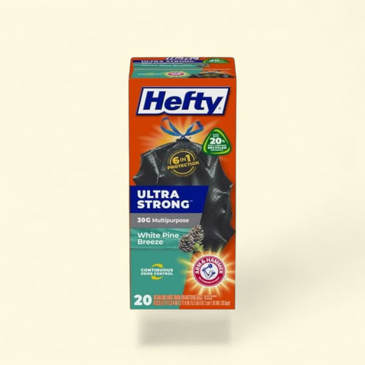 Hefty Ultra Strong Trash Bags, 30 gallon, White Pine Breeze Scent, 20 Bags