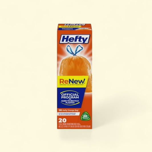 Hefty ReNew Orange Drawstring Bag, 20 Count