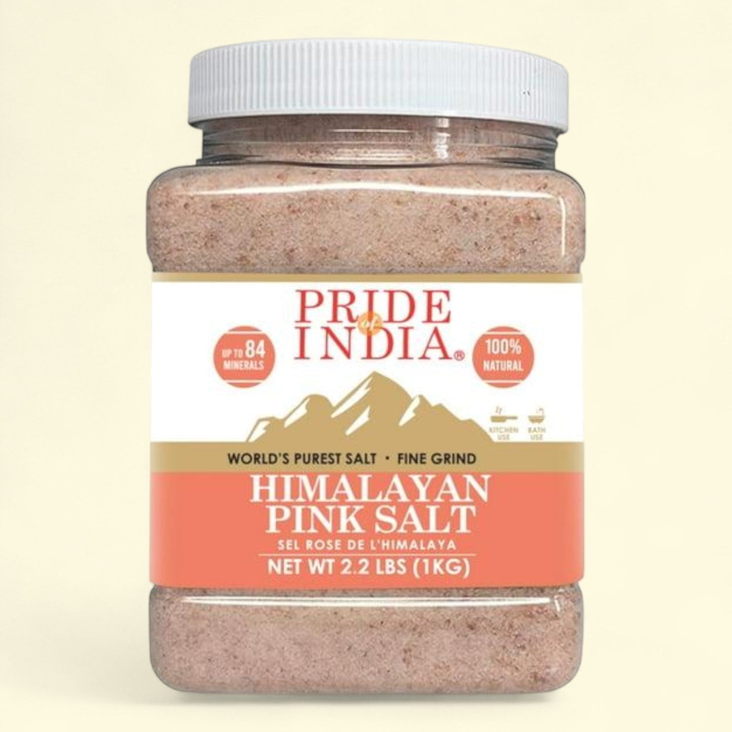 Pride of India Himalayan Pink Salt, 2.2 lbs Jar