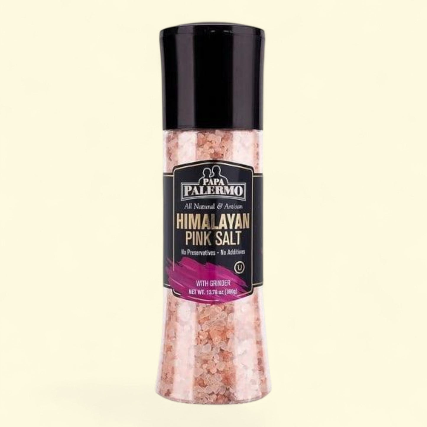 Papa Palermo Pink Himalayan Salt with Grinder, Kosher, All Natural, 5 oz