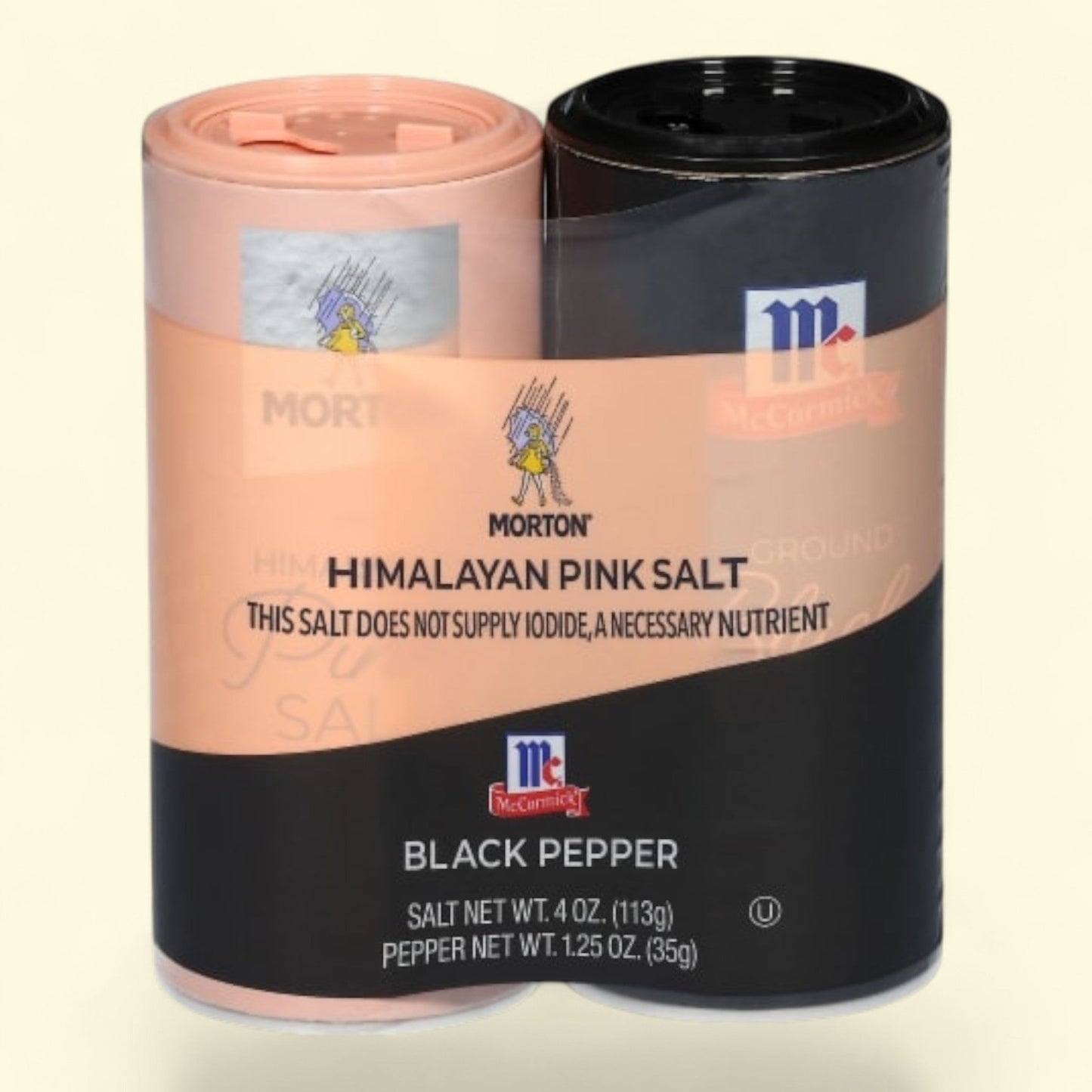 Morton Himalayan Pink Salt and McCormick Black Pepper Variety Shaker Pack, 2.5 oz