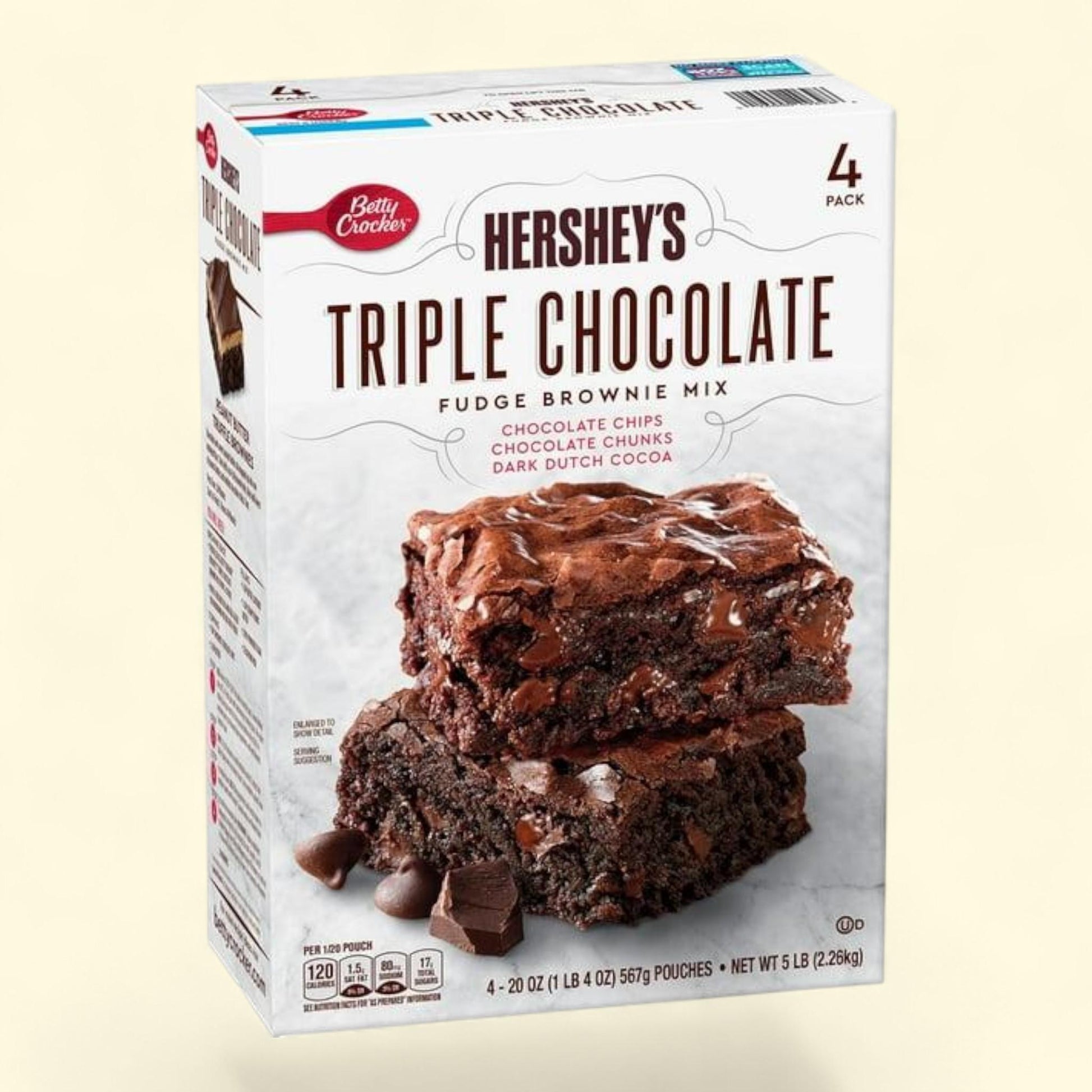 Betty Crocker Brownie Mix, HERSHEY'S Triple Chocolate Fudge, 20 oz., 4 pk.