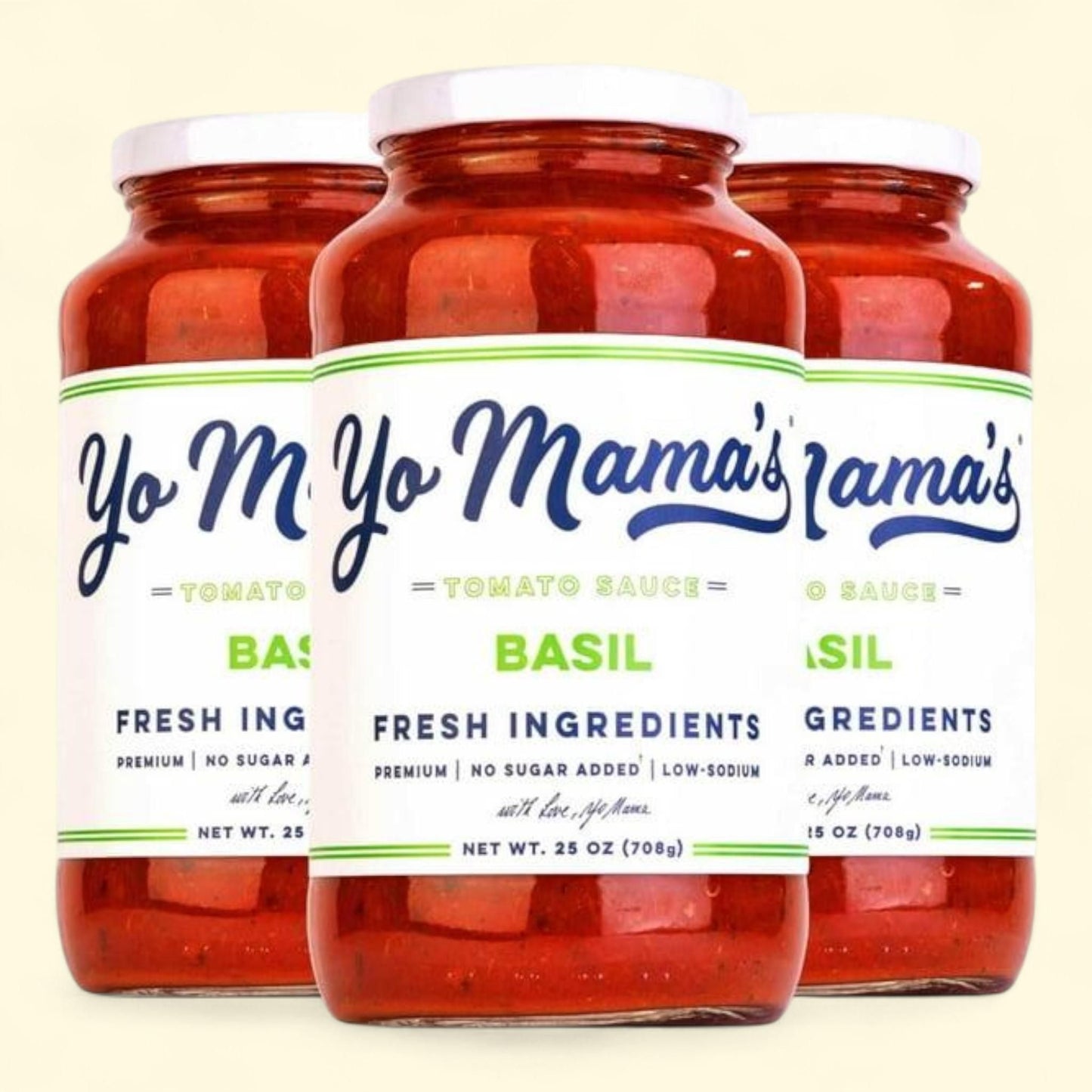 Yo Mama's Foods Pasta Sauce, Tomato Basil, 25 oz., 3 pk.