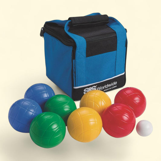 Kit de bocce pour débutants S&S Worldwide, comprenant 8 boules de bocce de 8,5 cm, une boule « pallino » de 4 cm et un sac de transport