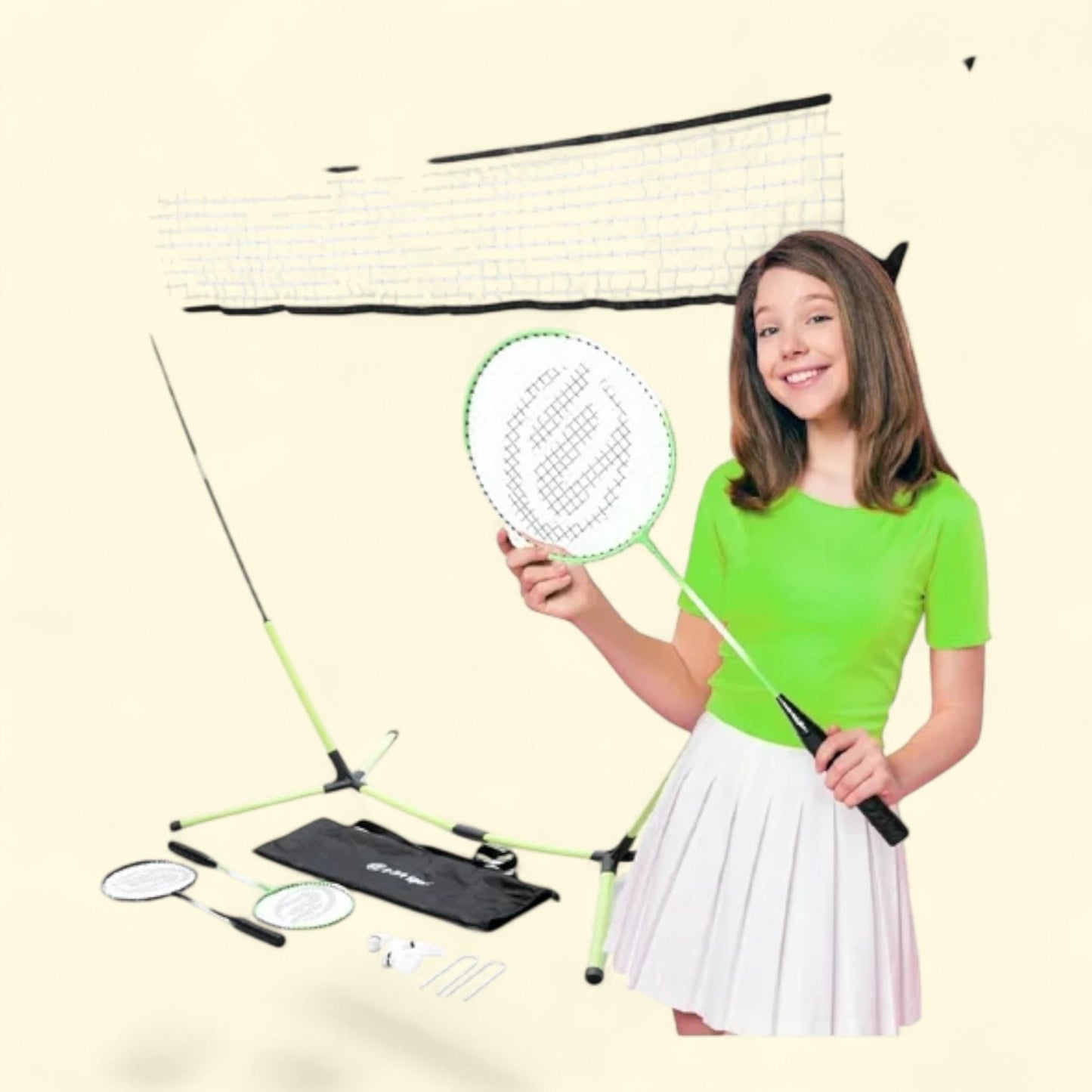 Kit de badminton d'extérieur, ensemble raquettes et volants, portable, montage sans outils