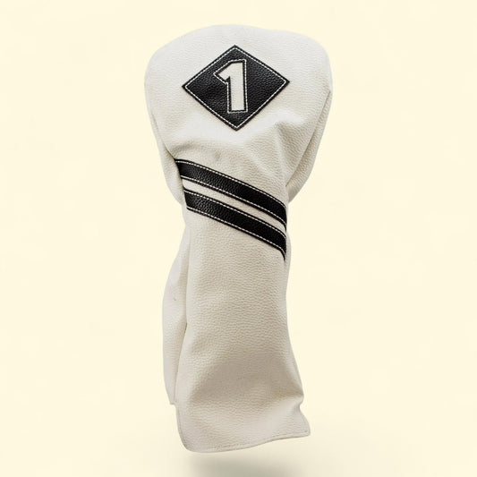 JEF World of Golf Vintage Driver Headcover, White/Black, 1pc