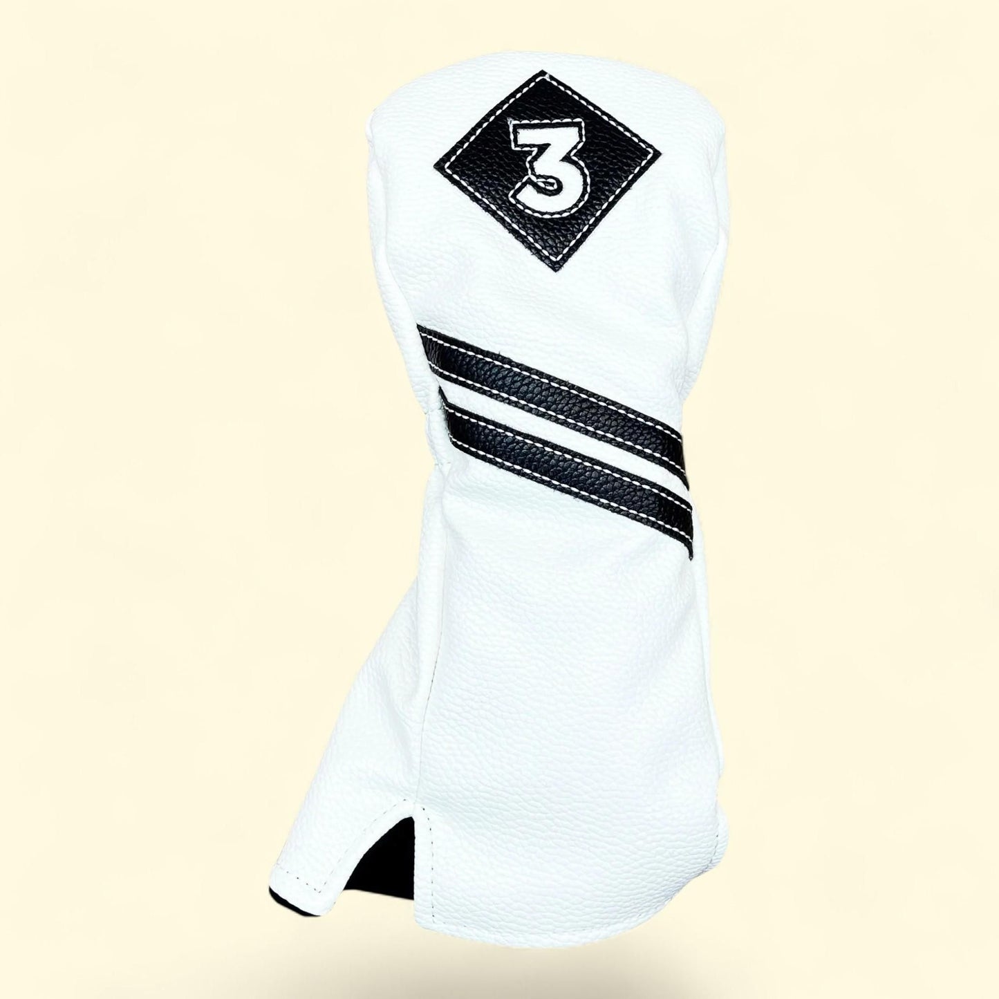 JEF World of Golf Fairway Woods Golf Club Headcover, White and Black, Vintage, 1pc