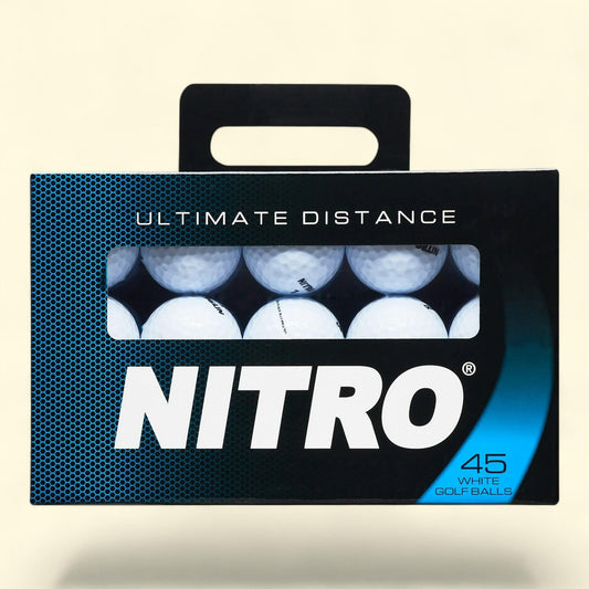 Nitro Golf Ultimate Distance Golf Balls, 45-Pack White 2-Piece, Maximum Drive Power