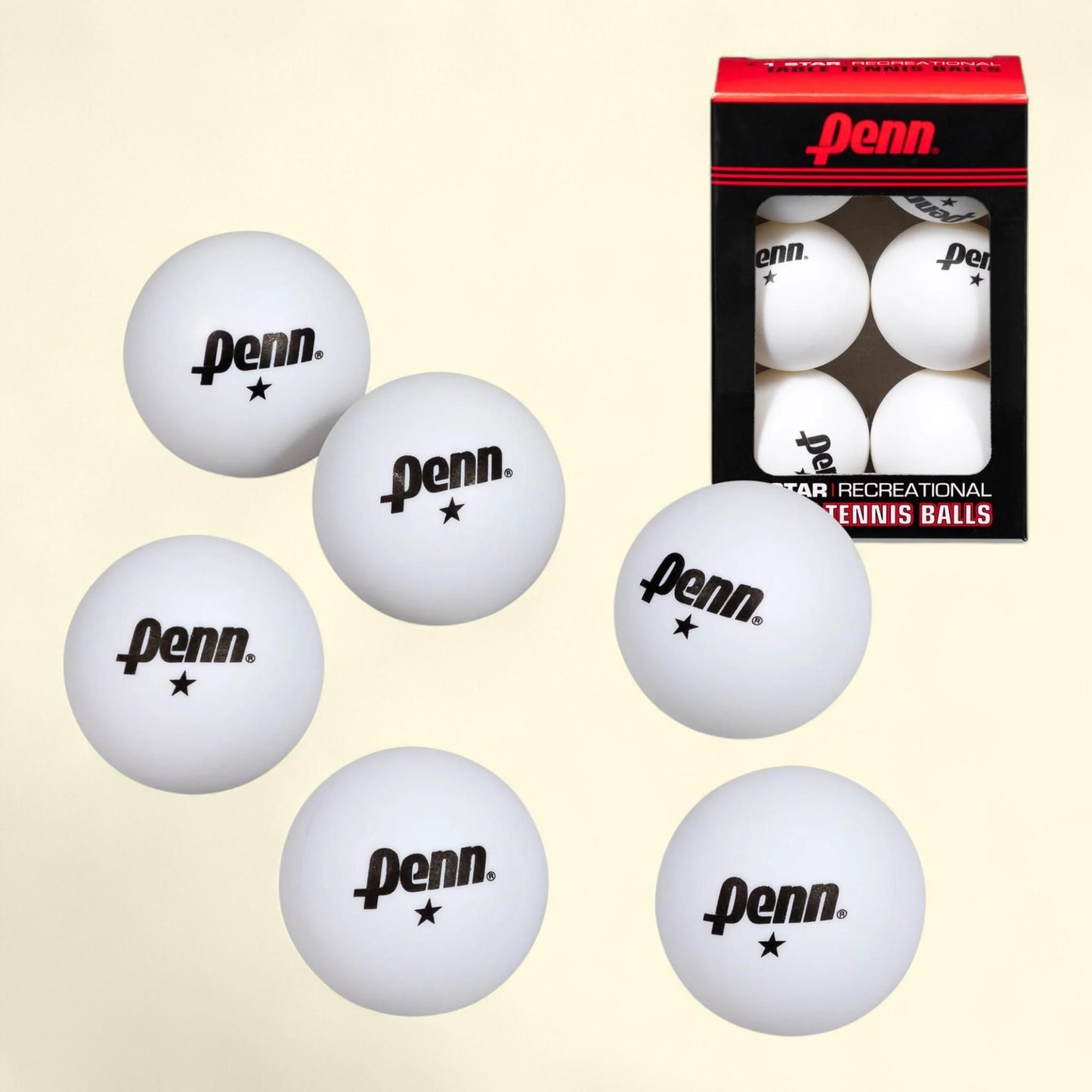 Penn 1-Star White Table Tennis Balls, 40mm; Box of 6 — authentic US product shipped worldwide by Treatspree
