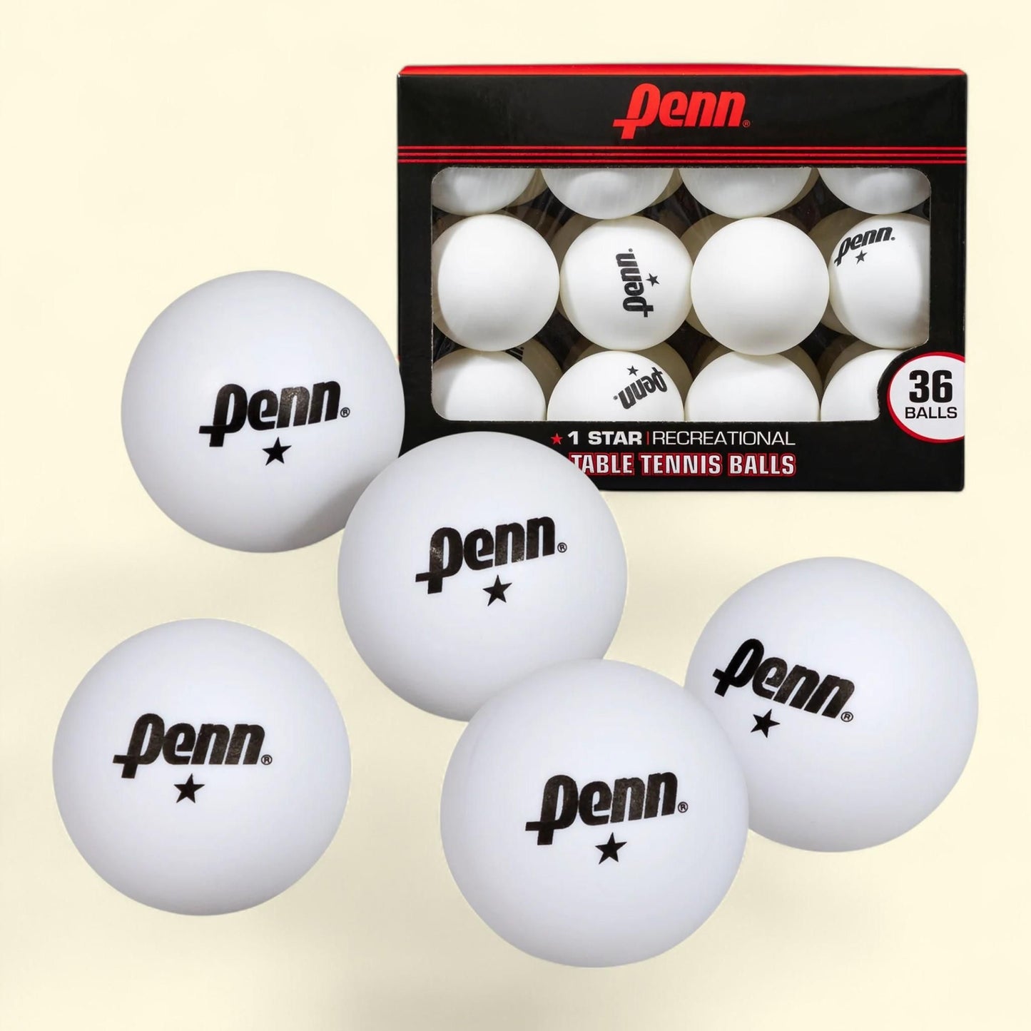 Penn Table Tennis Balls, 40mm 1-Star White, Box of 36 — authentic US product shipped worldwide by Treatspree