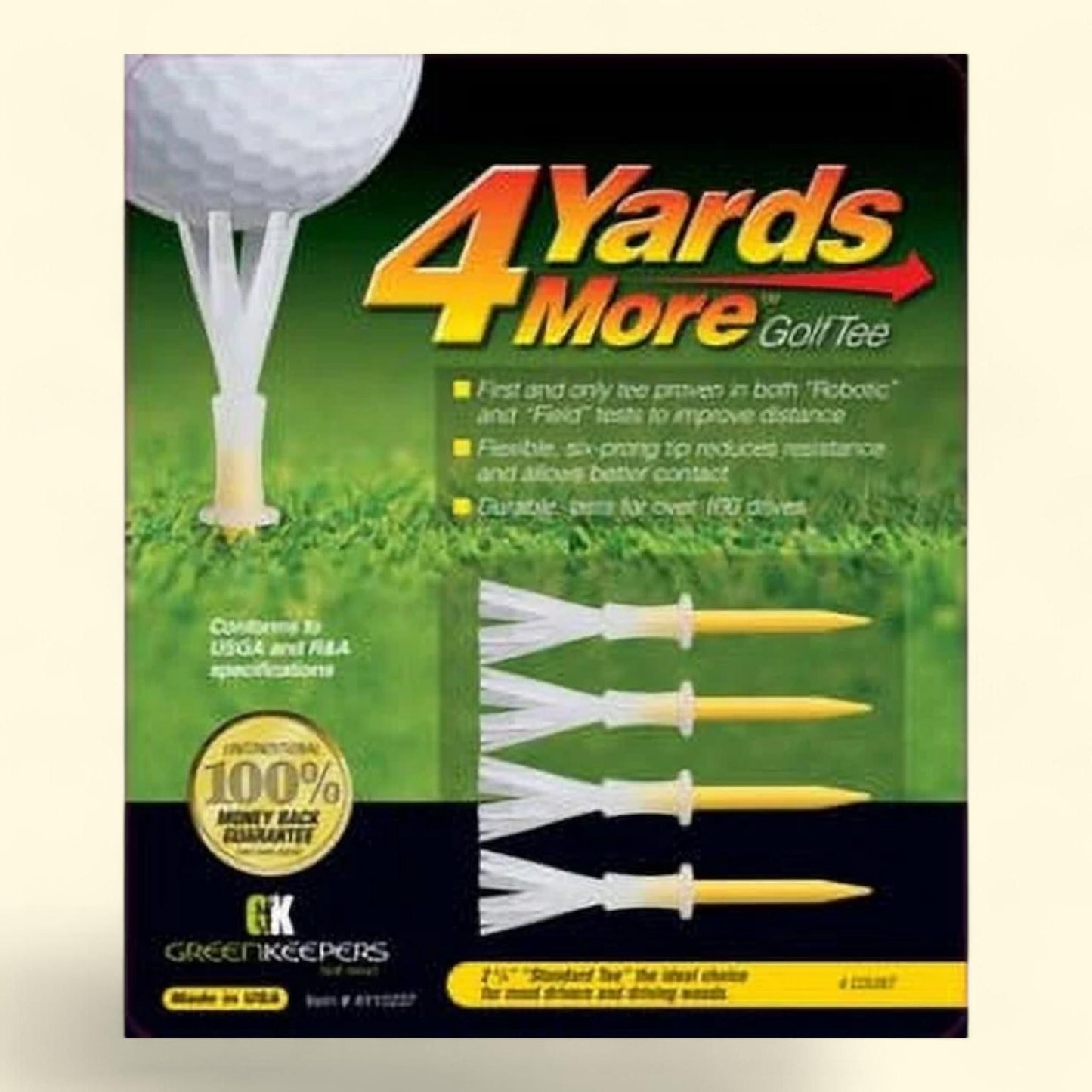 4 Yards More : tees de golf en plastique, 7 cm, lot de 4 jaunes