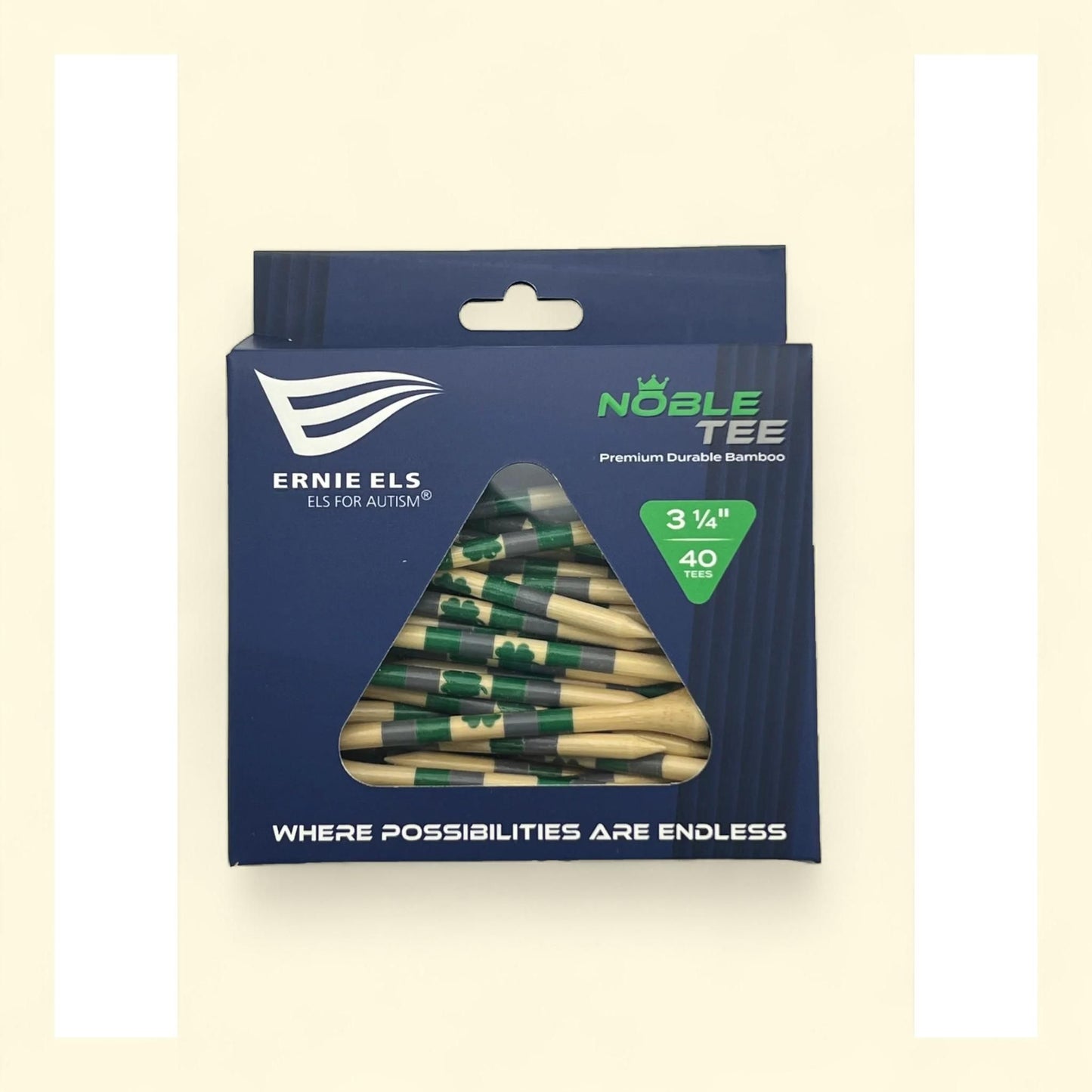 Els for Autism Bamboo Golf Tees, Lucky Clover, 40 Count 3.25 inches