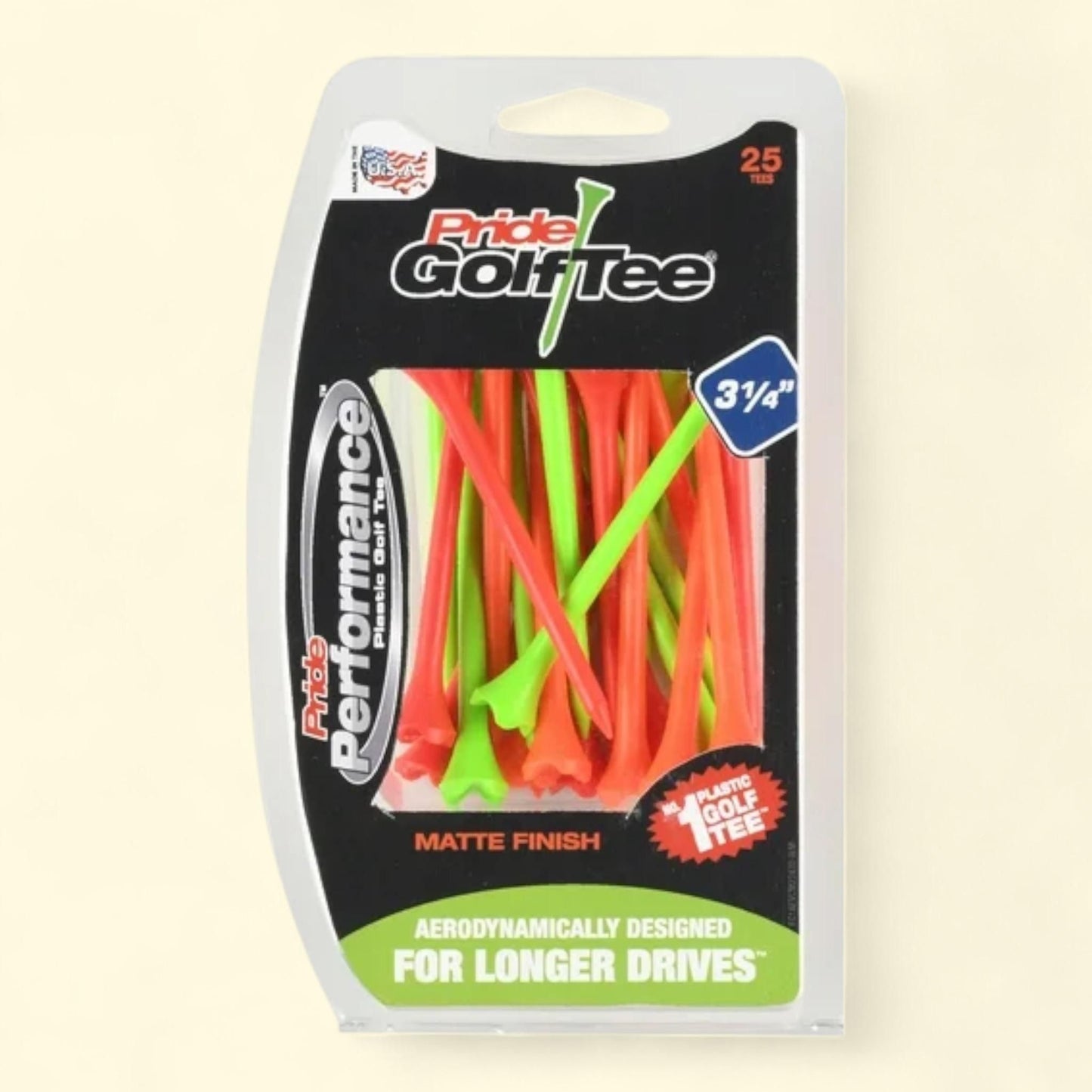 Pride Performance Plastic Golf Tees, 3-1/4", 25 Count