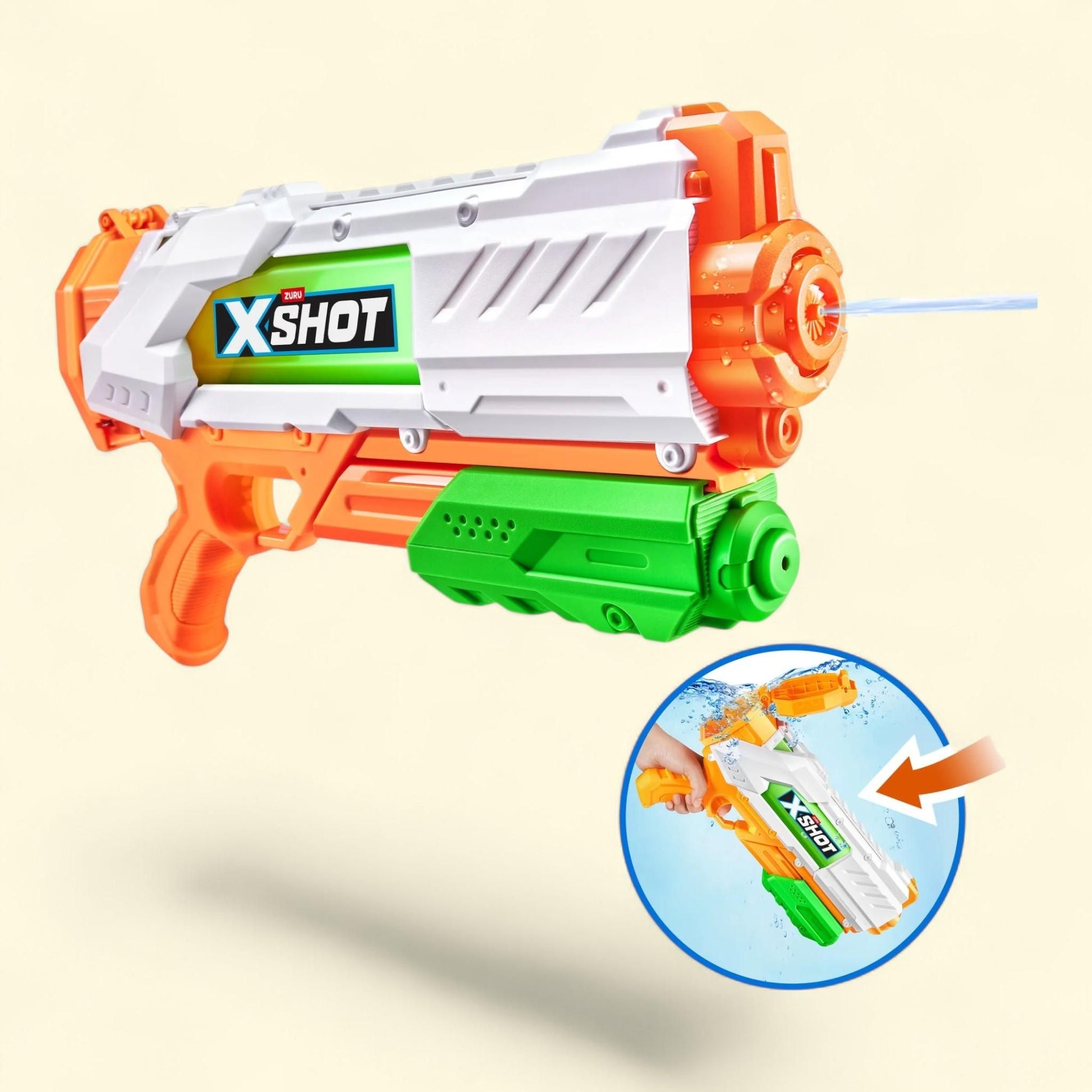 ZURU XSHOT Water Fast-Fill (24 fl oz) Outdoor Water Blaster, Ages 5+ — authentic US product shipped worldwide by Treatspree