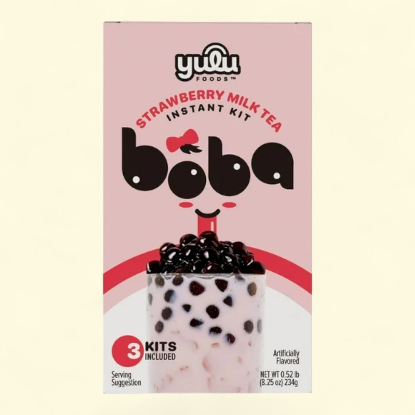 Yulu Instant Boba Strawberry Milk Tea, 8.25 oz