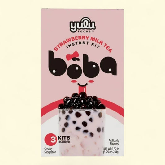 Yulu Instant Boba Strawberry Milk Tea, 8.25 oz