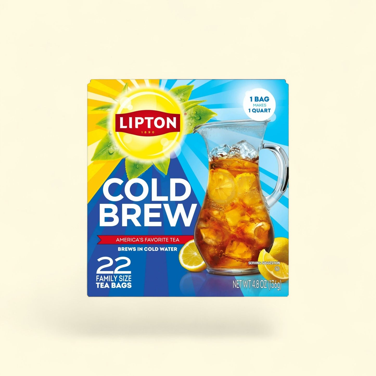 Lipton Cold Brew Black Tea Bags, Family Size, 22 Count — authentic US product shipped worldwide by Treatspree