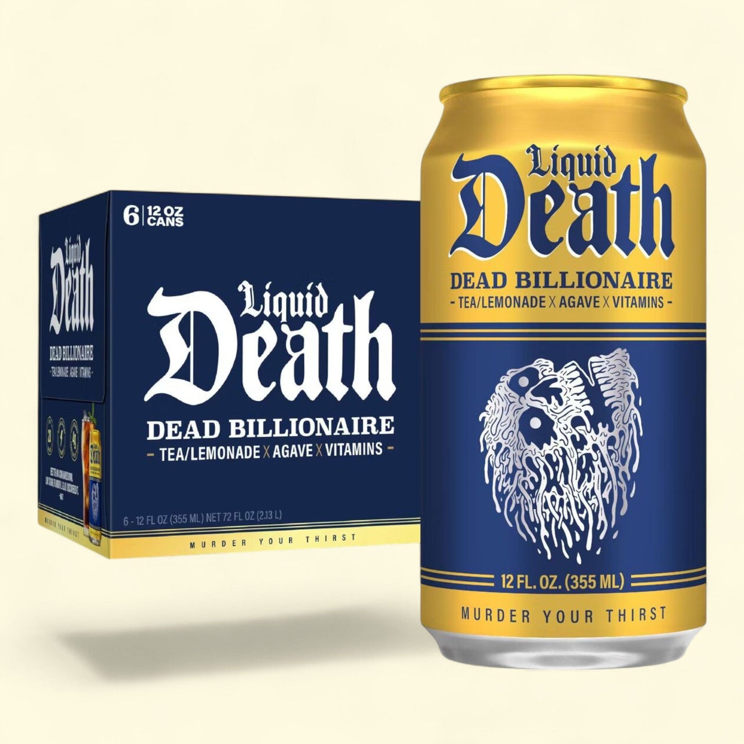 Thé « Dead Billionaire » de Liquid Death, lot de 6 bouteilles de 355 ml