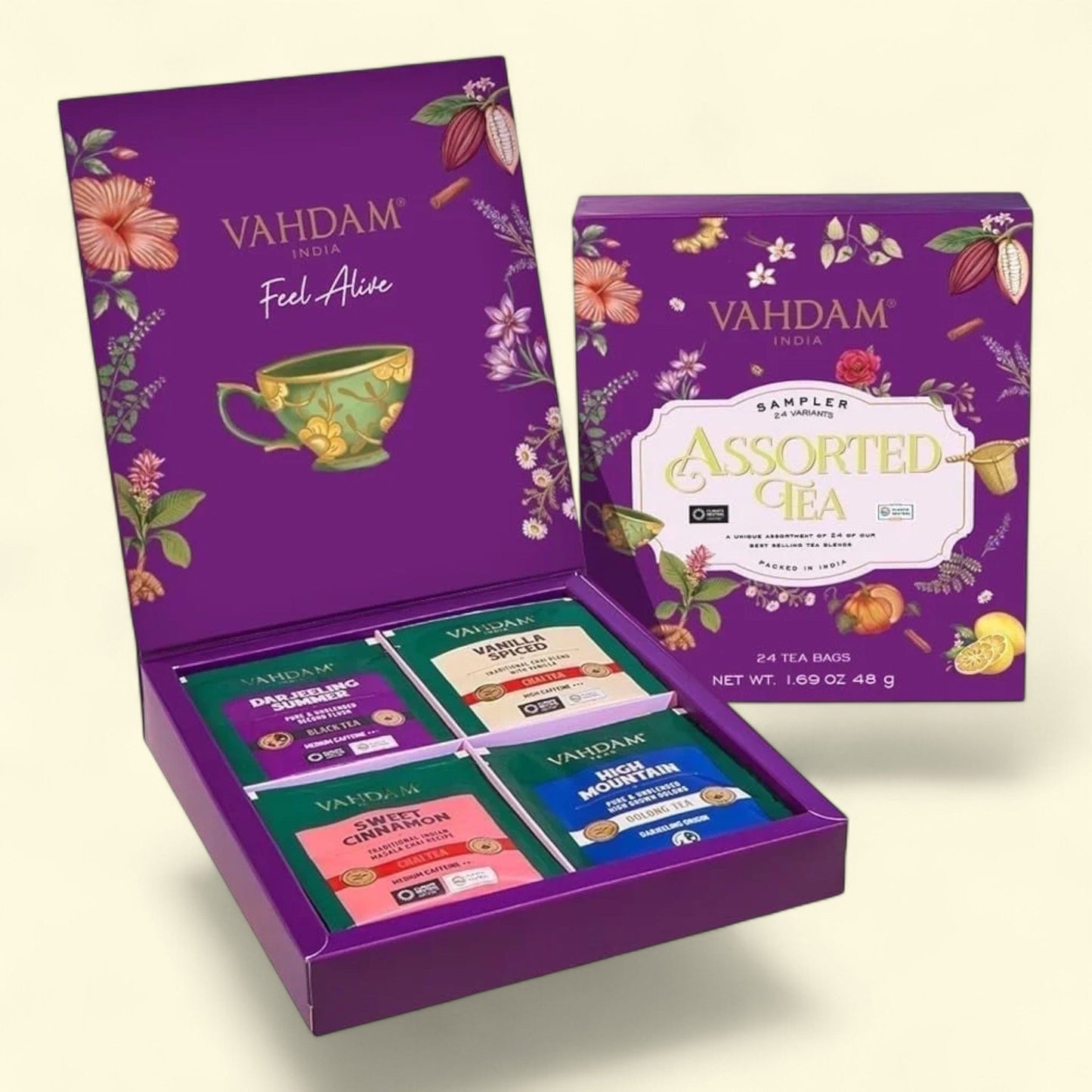 VAHDAM, Assorted Tea Gift Set, 24 Flavors, 24 Tea Bags