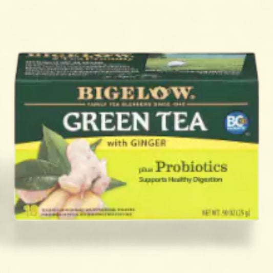 Bigelow Green Tea with Ginger Plus Probiotics Tea Bags, 18 ct