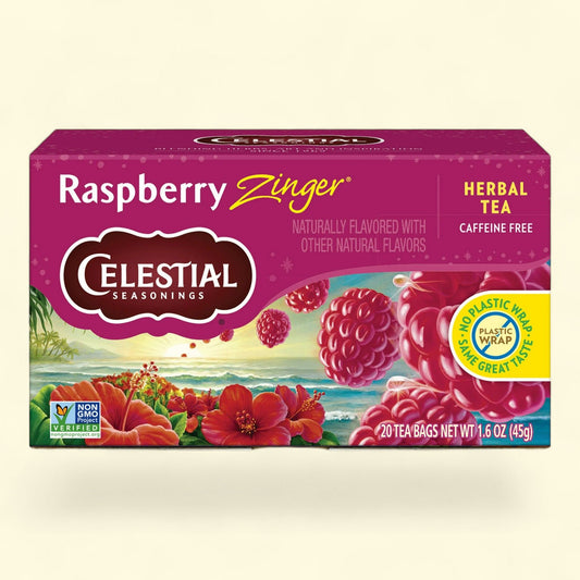 Celestial Seasonings Raspberry Zinger Herbal Tea Bags, 20 Count