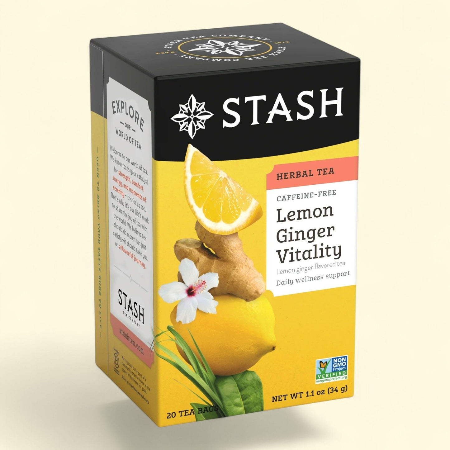 Stash Tea, Lemon Ginger Herbal Tea, 20 Ct