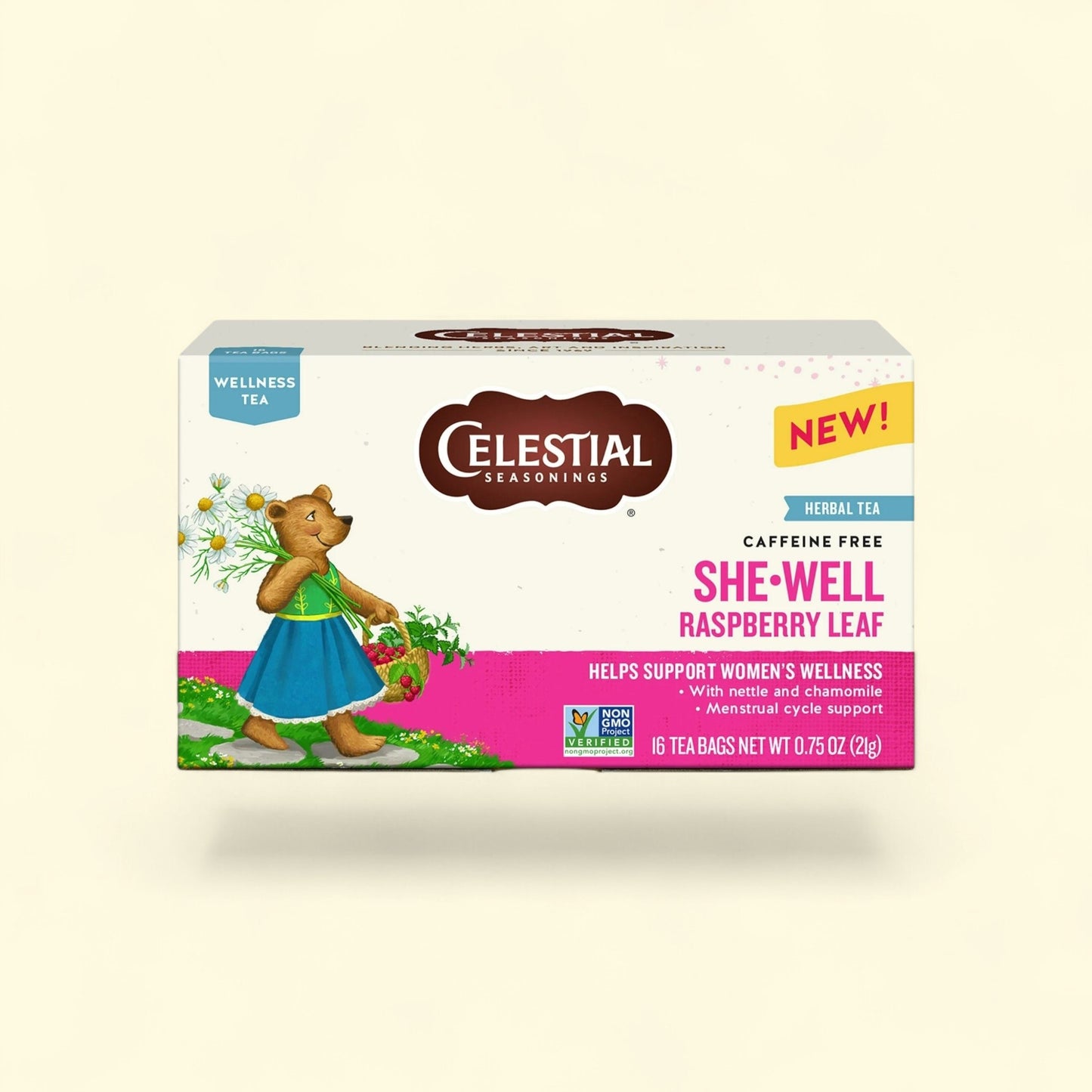 Celestial Seasonings Raspberry Leaf Herbal Tea Bags, 16 Count — authentic US product shipped worldwide by Treatspree