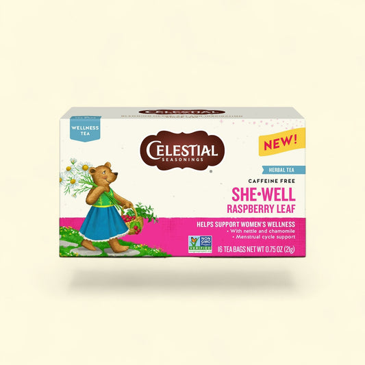 Celestial Seasonings Raspberry Leaf Herbal Tea Bags, 16 Count — authentic US product shipped worldwide by Treatspree
