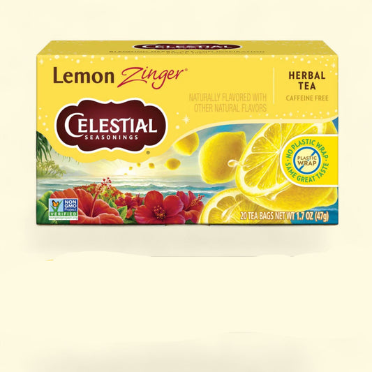Celestial Seasonings Lemon Zinger Herbal Tea, Caffeine Free, 20 Count