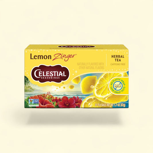 Celestial Seasonings Lemon Zinger Herbal Tea, Caffeine Free, 20 Count — authentic US product shipped worldwide by Treatspree
