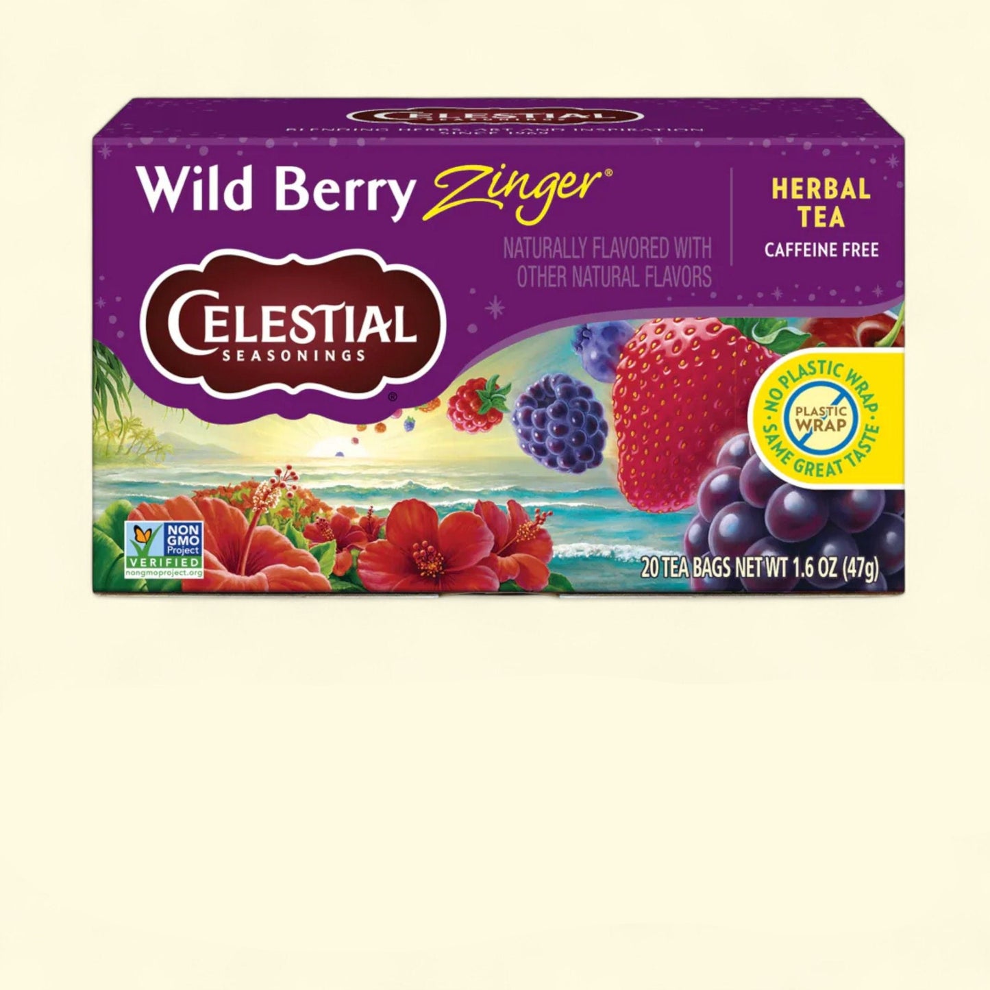 Celestial Seasonings Wild Berry Zinger Herbal Tea, Caffeine Free, 20 Count