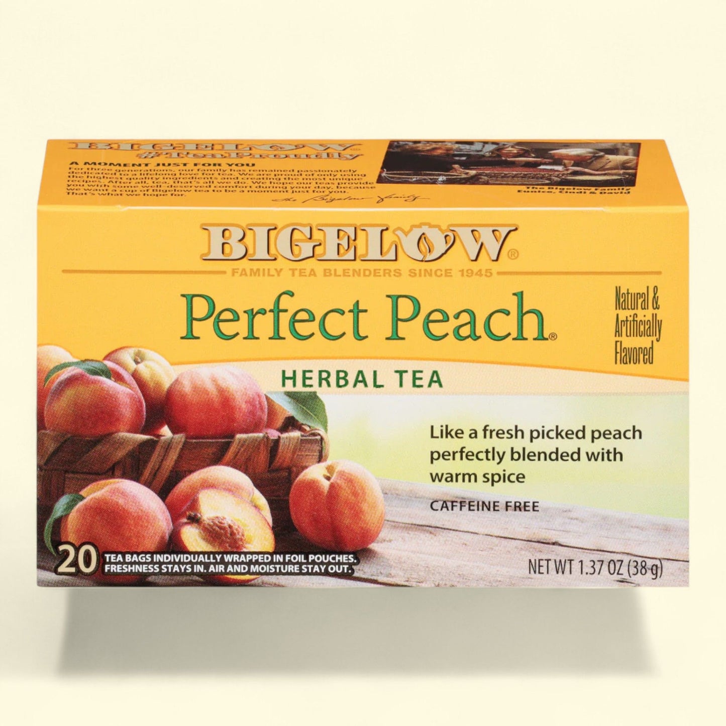 Bigelow Perfect Peach Herbal Tea Bags, Size