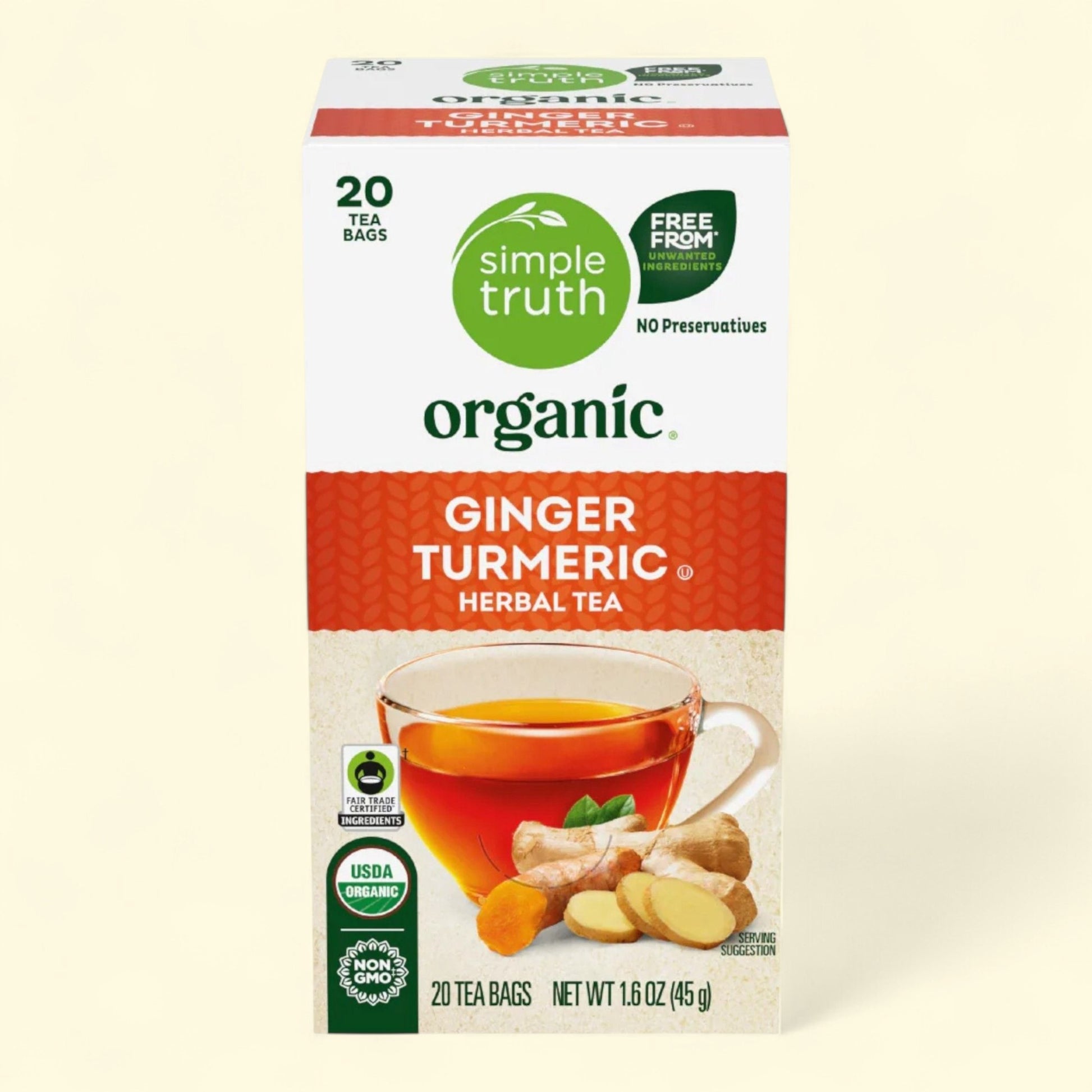Simple Truth Organic, Ginger Turmeric Herbal Tea, 20 ct — authentic US product shipped worldwide by Treatspree