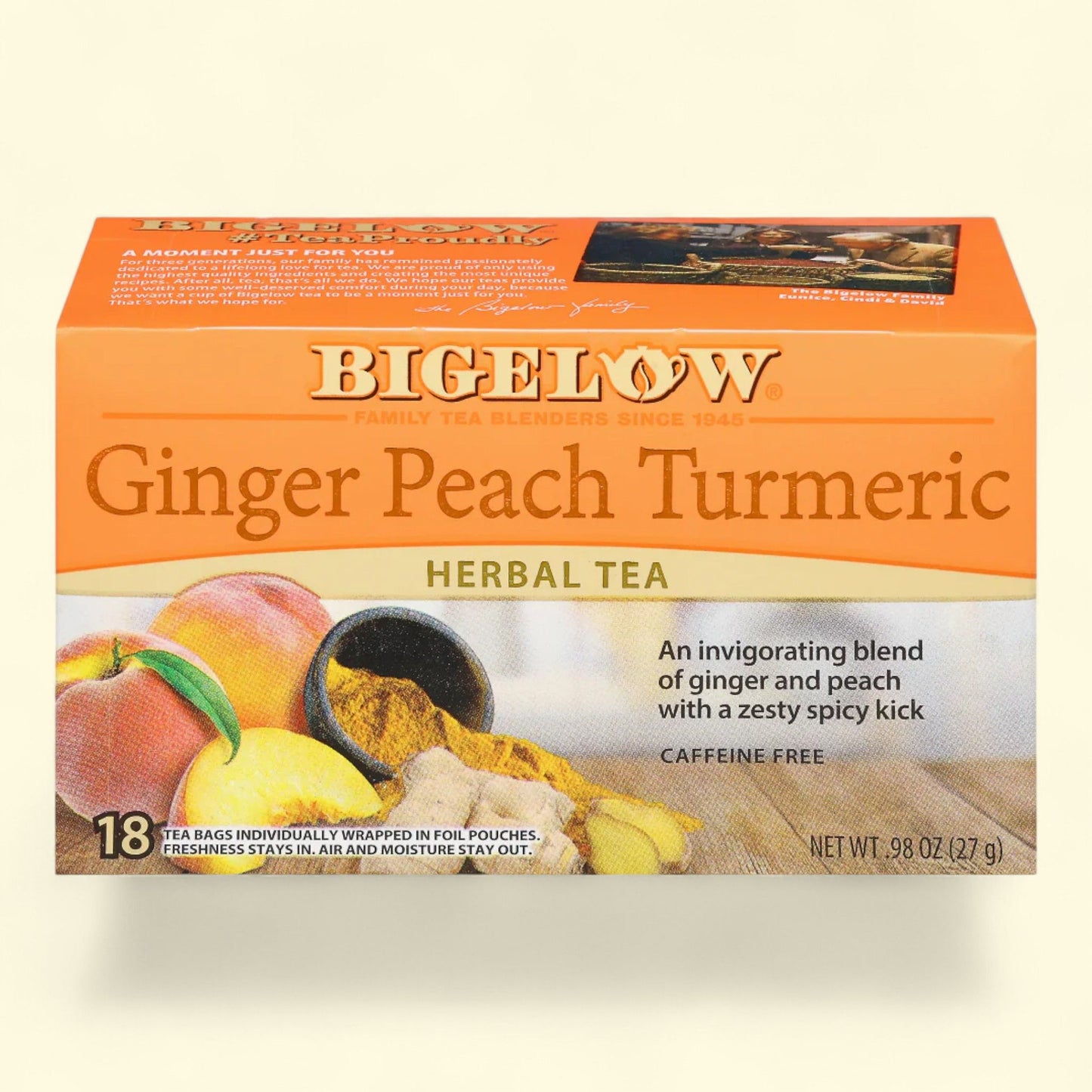 Bigelow Ginger Peach Turmeric Herbal Tea Bags, 20 count