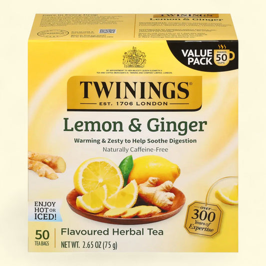 Twinings Tea, Lemon & Ginger Herbal Tea, 50 ct