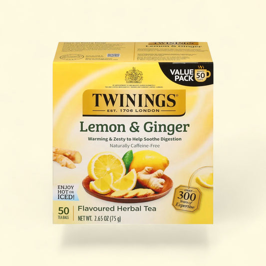 Twinings Tea, Lemon & Ginger Herbal Tea, 50 ct — authentic US product shipped worldwide by Treatspree