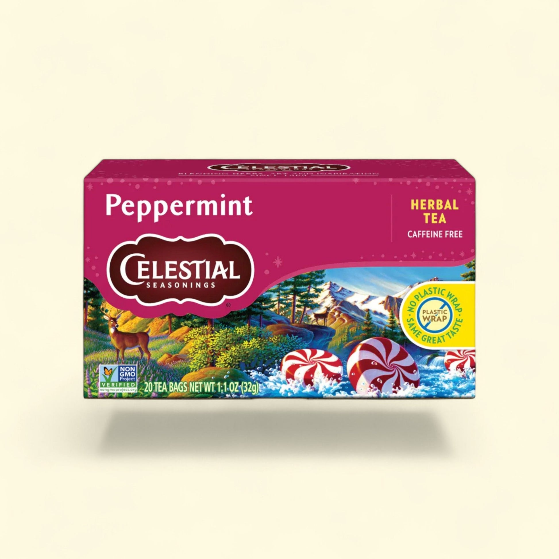 Celestial Seasonings Peppermint Herbal Tea, Caffeine Free, 20 tea bags — authentic US product shipped worldwide by Treatspree