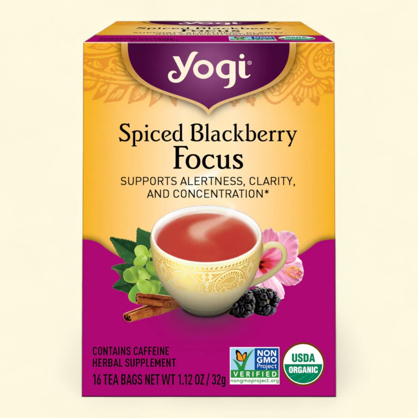 Yogi Spiced Blackberry Focus Organic Black Tea Bags, 16 ct