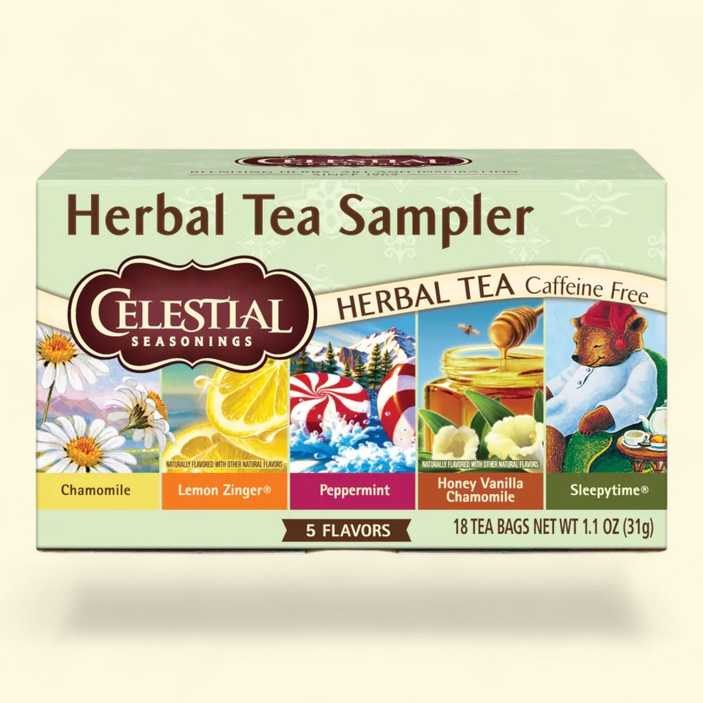 Celestial Seasonings Herbal Tea Sampler Pack, Caffeine Free, 18 Count