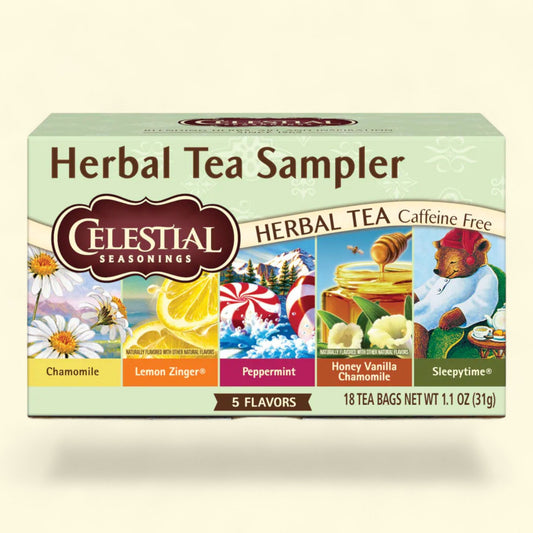 Celestial Seasonings Herbal Tea Sampler Pack, Caffeine Free, 18 Count