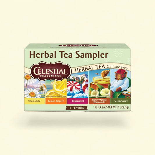 Celestial Seasonings Herbal Tea Sampler Pack, Caffeine Free, 18 Count — authentic US product shipped worldwide by Treatspree