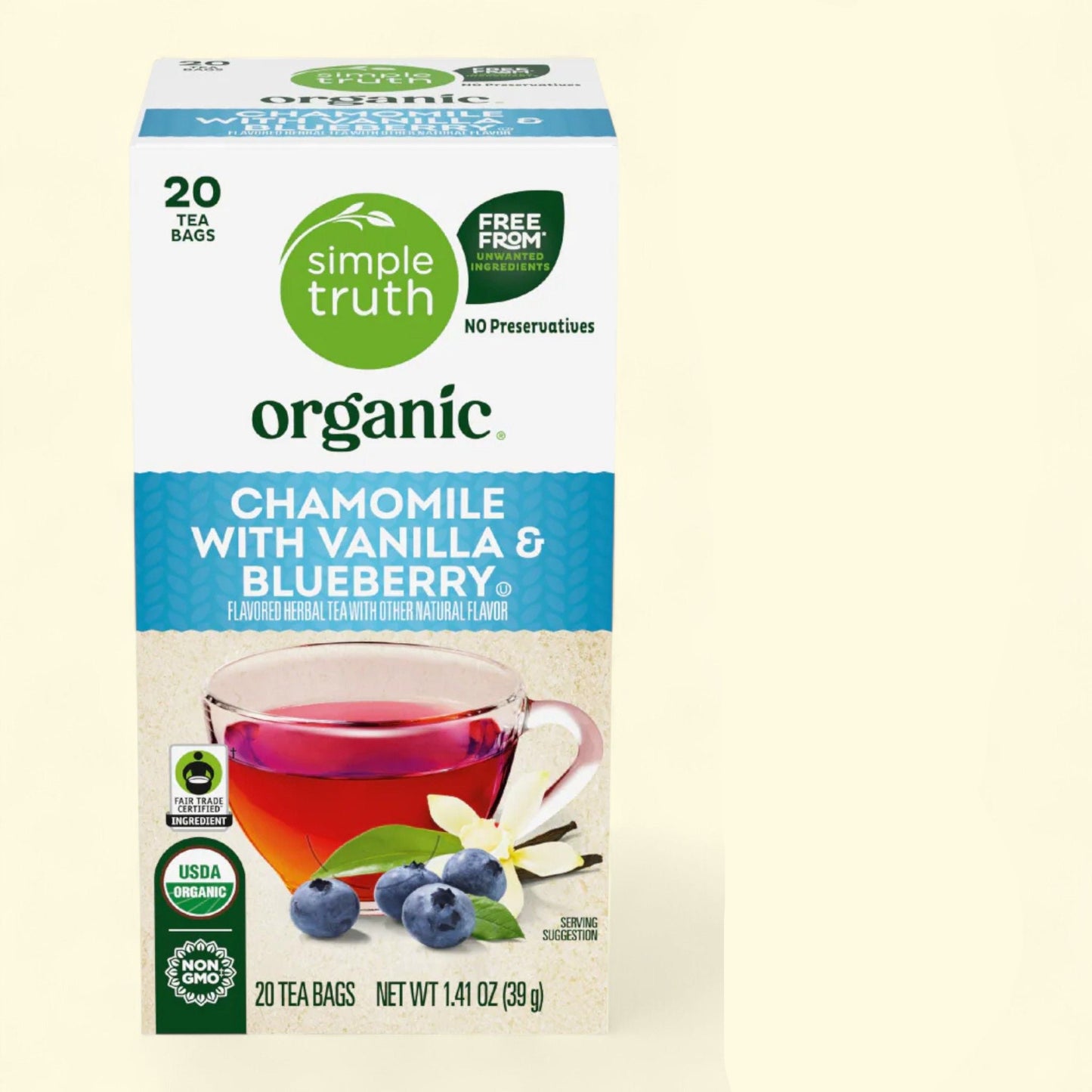 Simple Truth Organic Chamomile with Vanilla and Blueberry Herbal Tea, Size