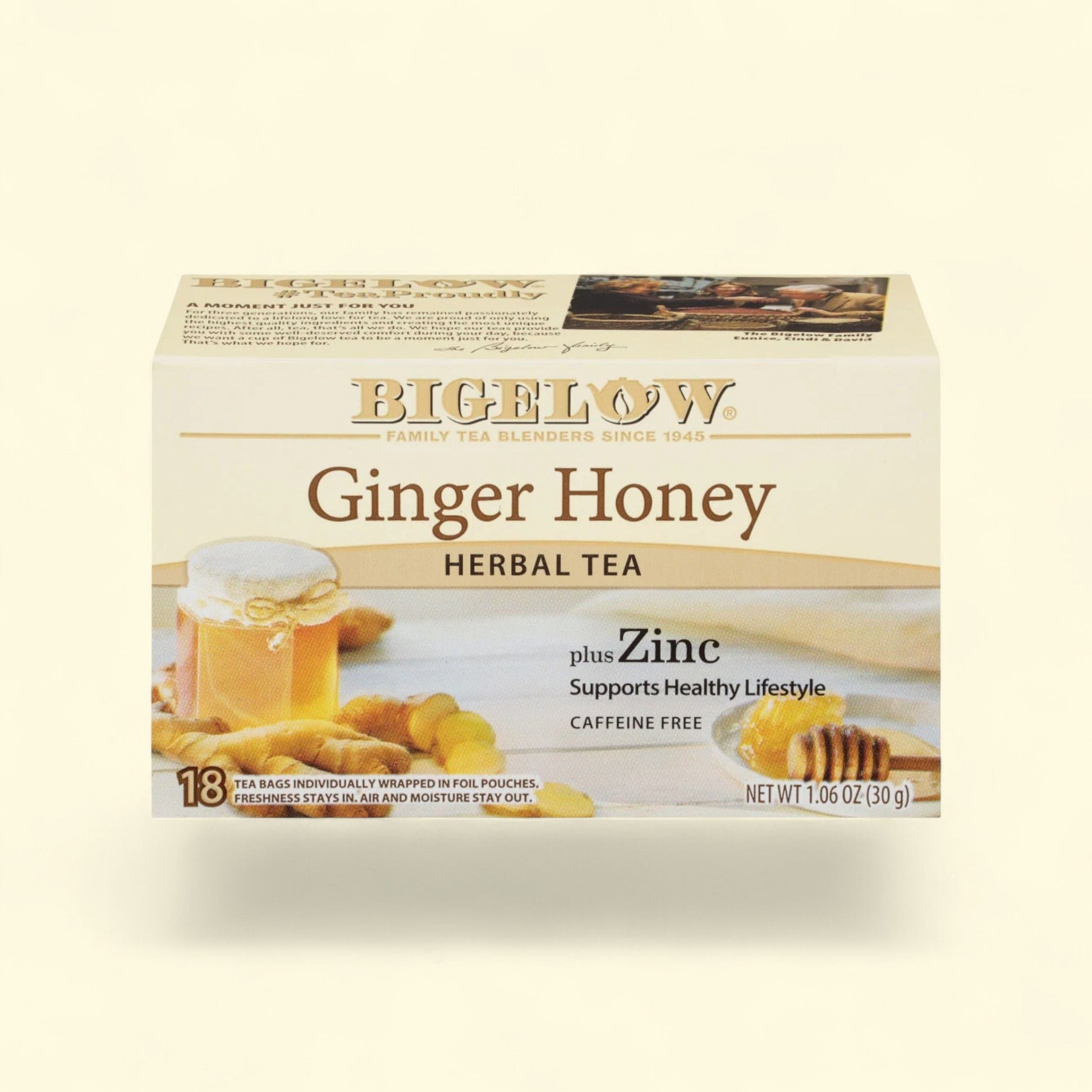 Bigelow Ginger Honey Herbal Tea Bags, 18 Count — authentic US product shipped worldwide by Treatspree