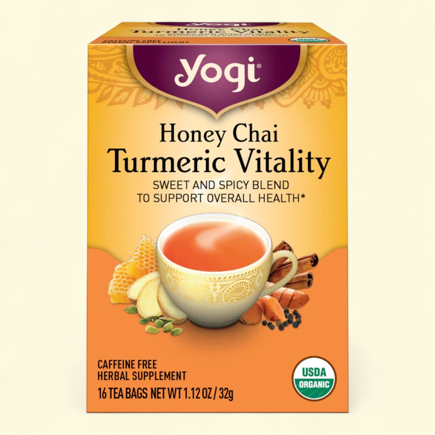 Yogi Honey Chai Turmeric Vitality Herbal Tea Bags, Organic, Size: 16 count