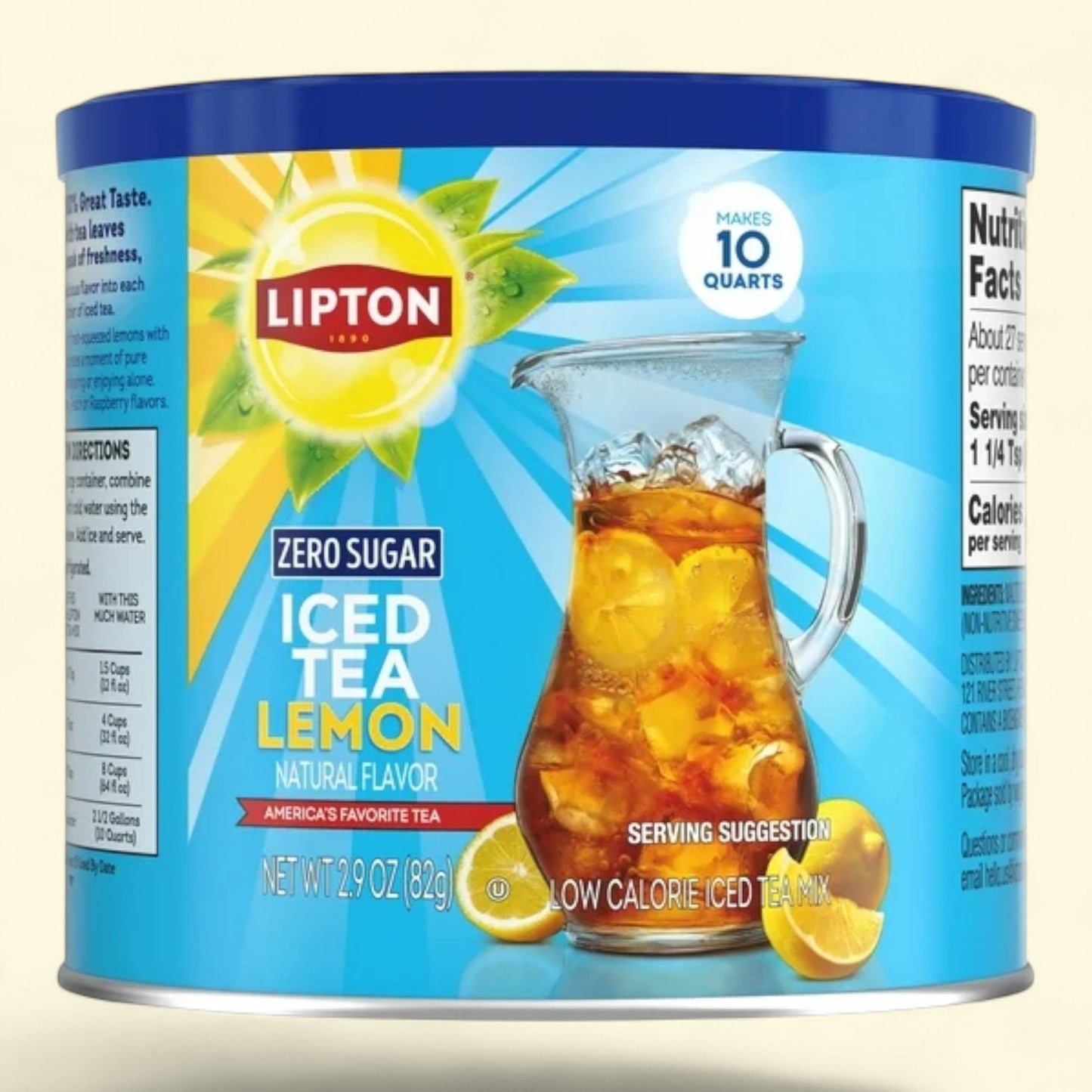 Lipton Zero Sugar Lemon Iced Tea Mix, 10 Quarts