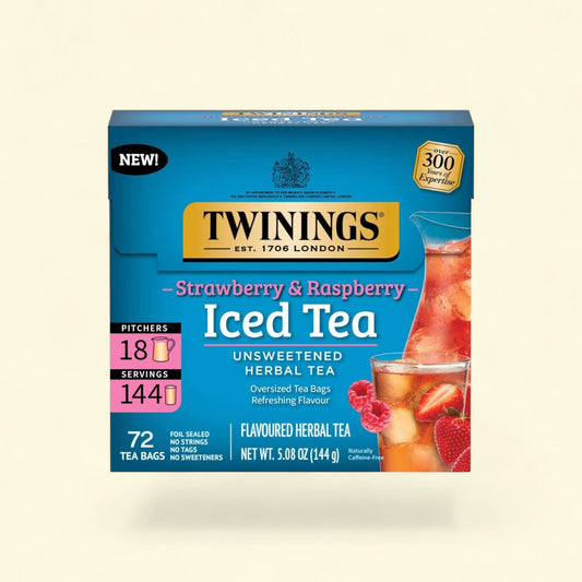 Twinings Strawberry & Raspberry Decaffeinated Iced Tea, 72ct/5.08oz — authentic US product shipped worldwide by Treatspree