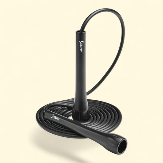 Sunny Health & Fitness Exercise Jump Rope, Lightweight & Portable Silicone Infused Skipping Rope with Durable Handles & Adjustable Exercise Rope - SF-JR01-BK