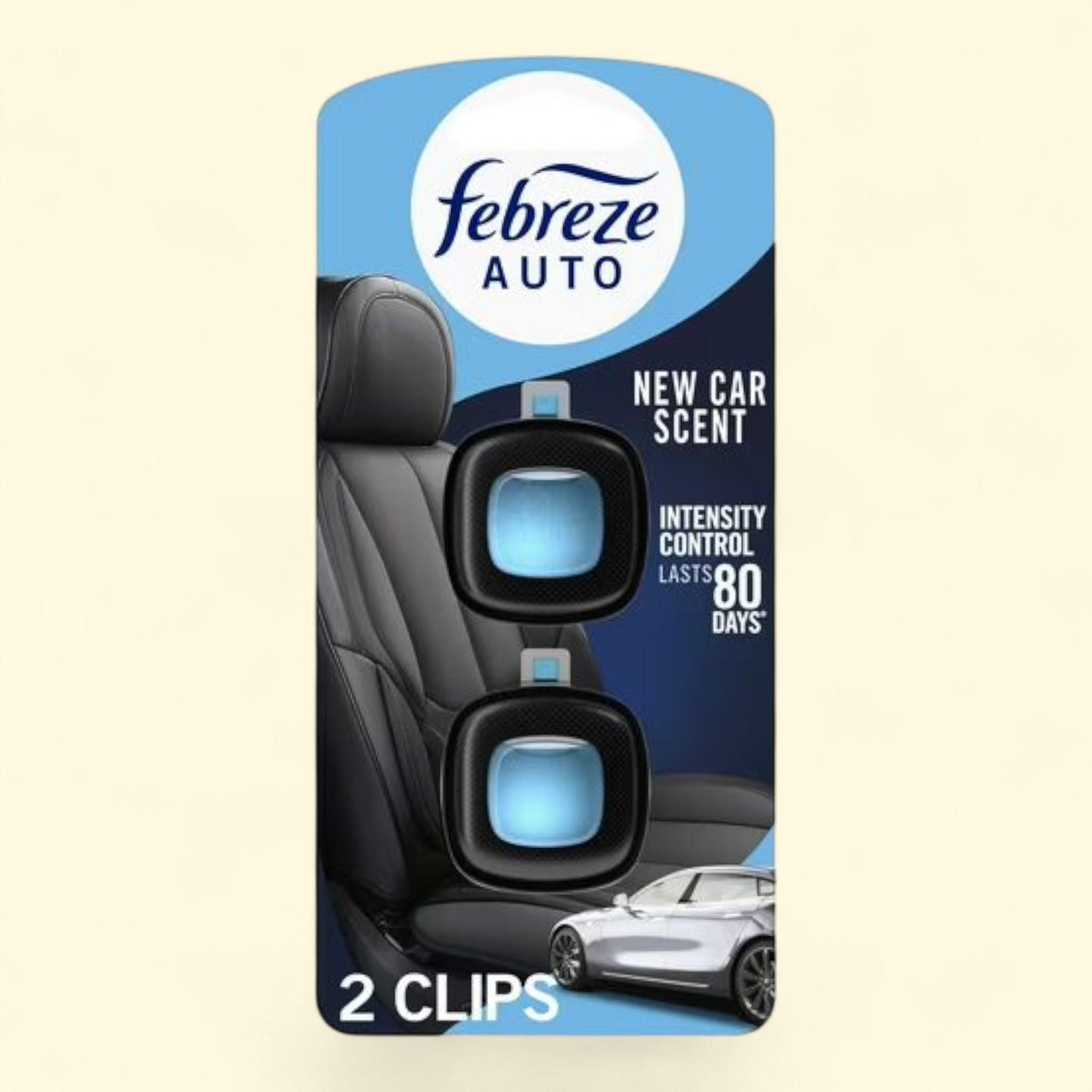 Febreze Car Air Freshener, Car Vent Clip, 2 Count, New Car