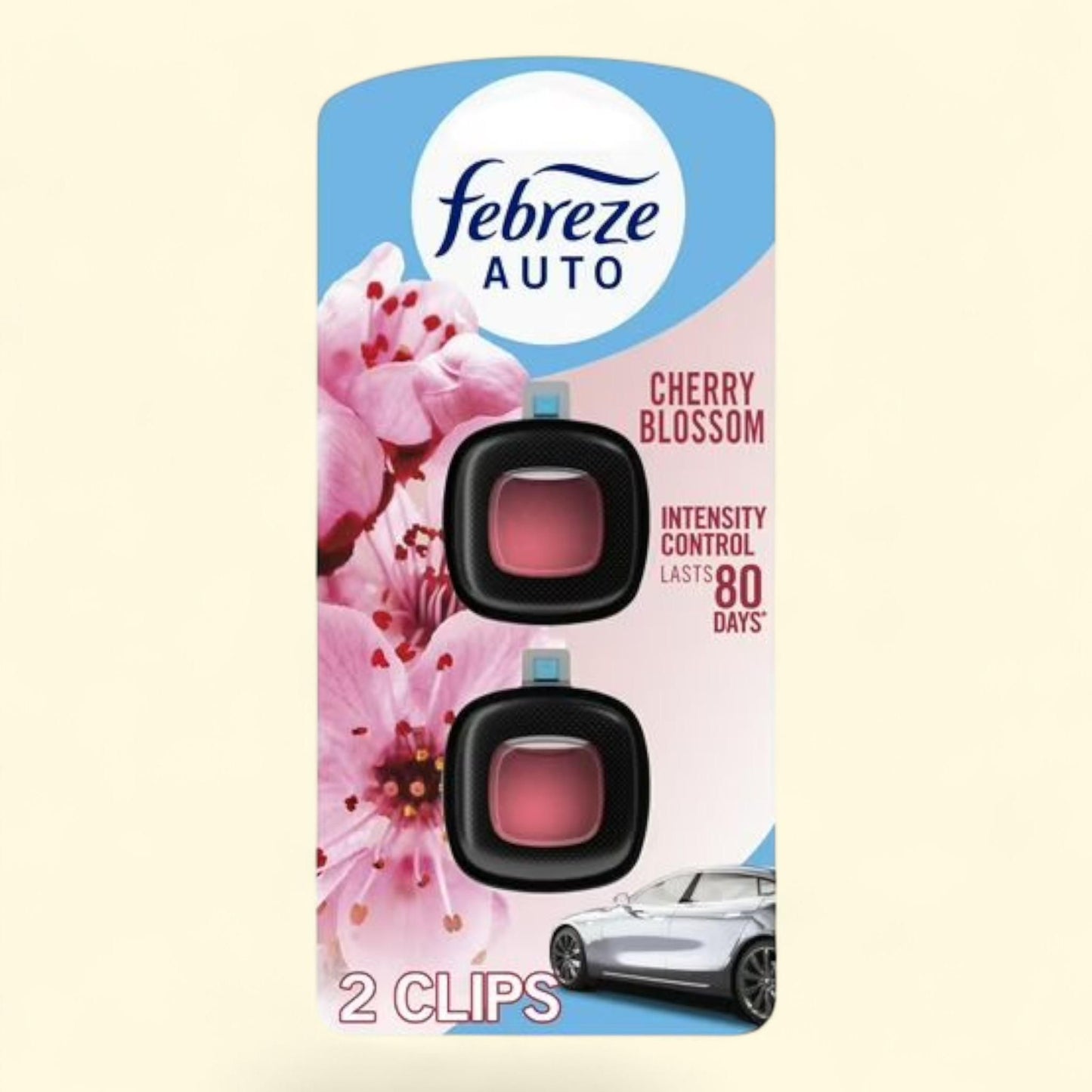 Febreze Auto Air Freshener Vent Clip, Cherry Blossom Scent, 2 Pack .07 fl oz